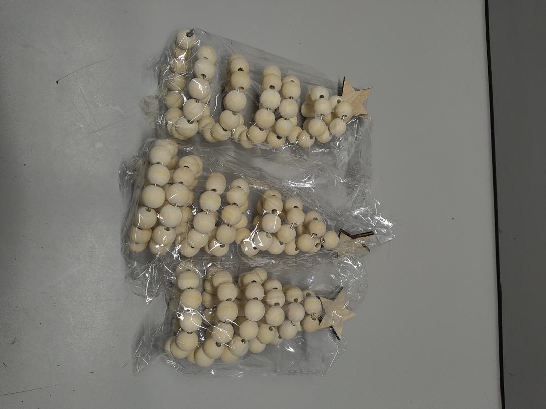 Thyle 3 Pcs Christmas Tree Decor 3 Sizes 6/8/10 Inch Small Boho Artificial Christmas Tree Tabletop Decor for Home Shelf Mantel Fireplace Table Party Supplies(Bead Style,Wood)