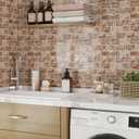 CRE8TIVE 16 Sheets Faux Brick Peel and Stick Backsplash Subway Tile Stick on Backsplash for Kitchen Orange Brown Slate Tile 12"x12" Removable Waterproof Tile Stickers for Bathroom Laundry Room Renters