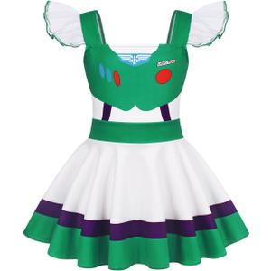 Eledobby Girls Princess Dress Up Toddler Halloween Cosplay Outfits Christmas Birthday Gift Party Clothes (90 1-2T, Green)