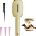 Waver Curling Iron, Beach Curling Wand, Ionic Hair Curler Tool with Ceramic 3 Barrel for All Hair Types, Anti-Scald Protection, Adjustable Time & Temps for Effortless, Long-Lasting Waves (Beige)