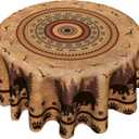 Giwawa Rustic Bear Round Tablecloth 60 Inch Vintage Wildlife Animal Paw Circle Table Cover Boho Ethnic Country Style Stain Resistant Table Cloth for Kitchen Dining Picnic Party Decor