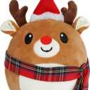 Christmas Plush Reindeer, Stuffed Animal with Christmas Hat, Stuffy Reindeer for Kids