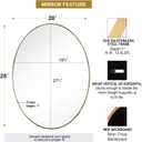 Gold Oval Mirrors for Bathroom, 20x28 Inch Brushed Gold Stainless Steel Metal Framed Oval Wall Mirror, Modern Vanity Mirror Wall Mount Horizontal or Vertical