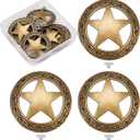 GORGECRAFT 1 Box 6 Sets Screw Back Button Engraved Star Concho Hollow Out Decorative Buttons Round Vintage Bronze Metal Tack Buckle Replacement Castings Western Rodeo DIY Leather Craft