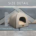 WINDRACING Cat Bed - Cat Cave House Tent with Washable Cushioned Pillow, Soft Kitten Beds, Pet Furniture (Large, Beige)