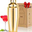 Cocktail Shaker 24oz Martini Shaker Bar Drink Shaker Bar tools with Built-In Strainer for Bartender, Professional 18/8 Stainless Steel Margarita Mixer for Mixed Drinks (Gold) (1pcs)