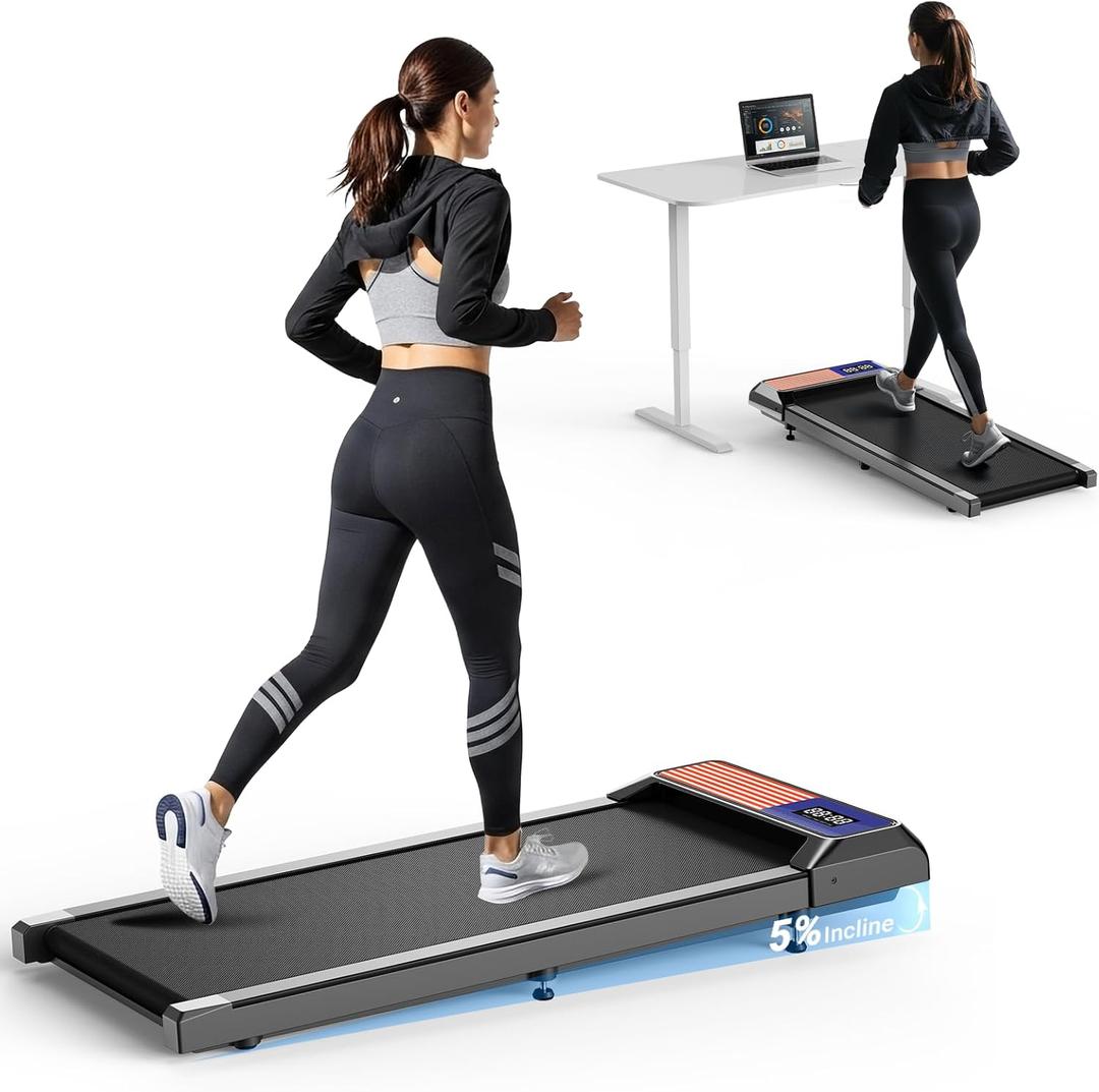 Walking Pad Treadmill, Portable Treadmills for Home, 2.5 HP Quiet Under Desk Treadmill with 5% Incline, 265 Lbs Capacity, 15" X 35.4" Running Walking Pad, Home Office Walking (Black)