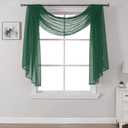 DONREN 144 Inches Long Emerald Green Window Scarf for Party - Luxury Soft Semi Sheer Scarf Valance for Wedding (1 Panel,Dark Green)