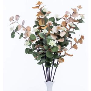 UiiziC Artificial Leaf Stem Flower Little Lotus Branches Fake 6pcs 24" Plastic Plants for Vase Stuffing Arrangement Garland Wedding Bouquets Home Centerpieces Decor (Frost-Green and Beige White)