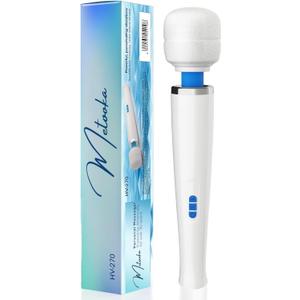 Therapeutic Cordless Massager - Powerful Massage Tool Handheld 8 Speeds 20 Patterns - Rechargeable Hand Massagers for Sore Muscles - Hand Held Massage Tool for Neck & Back (White)