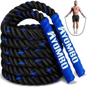 Ayombo Jump Rope, Weighted Jump Rope for Fitness, Boxing Equipment Jump Ropes for Men Women, Battle Skipping Ropes for Exercise, Suitable for Boxing, Cardio, Training Muscle Speed Home Gym Workout Equipment