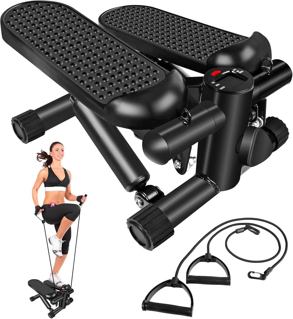 Hydraulic Fitness Stepper with LCD Monitor - Mini Stepper and Resistance Bands Hydraulic Fitness Stepper with LCD Monitor - Mini Stepper and Resistance Bands