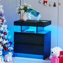 dnbss Nightstand with Charging Station and LED Light, Modern Night Stand with 2 Drawers, Smart Nightstand with USB Ports and Wireless Charger, Bedside Table for Bedroom (Black)