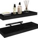 Vervida 24 Inch Floating Shelves | Extra Deep & Thick Heavy-Duty Wall Storage for Bedroom/Living Room | Stylish Modern Design, Easy Install, Hidden Bracket Shelves (2 Pack), 24x7.9