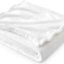 Bedsure GentleSoft White Fleece Throw Blanket - 300GSM Blankets for Couch, Sofa, Bed, Soft Lightweight Plush Cozy Throws for Toddlers, 50x60 inches