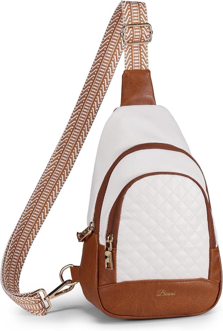 Crossbody Bags for Women Anti Theft Small Sling Handbag with Zipper Lock Vegan Leather RFID Blocking Chest Pure (Beige Brown)