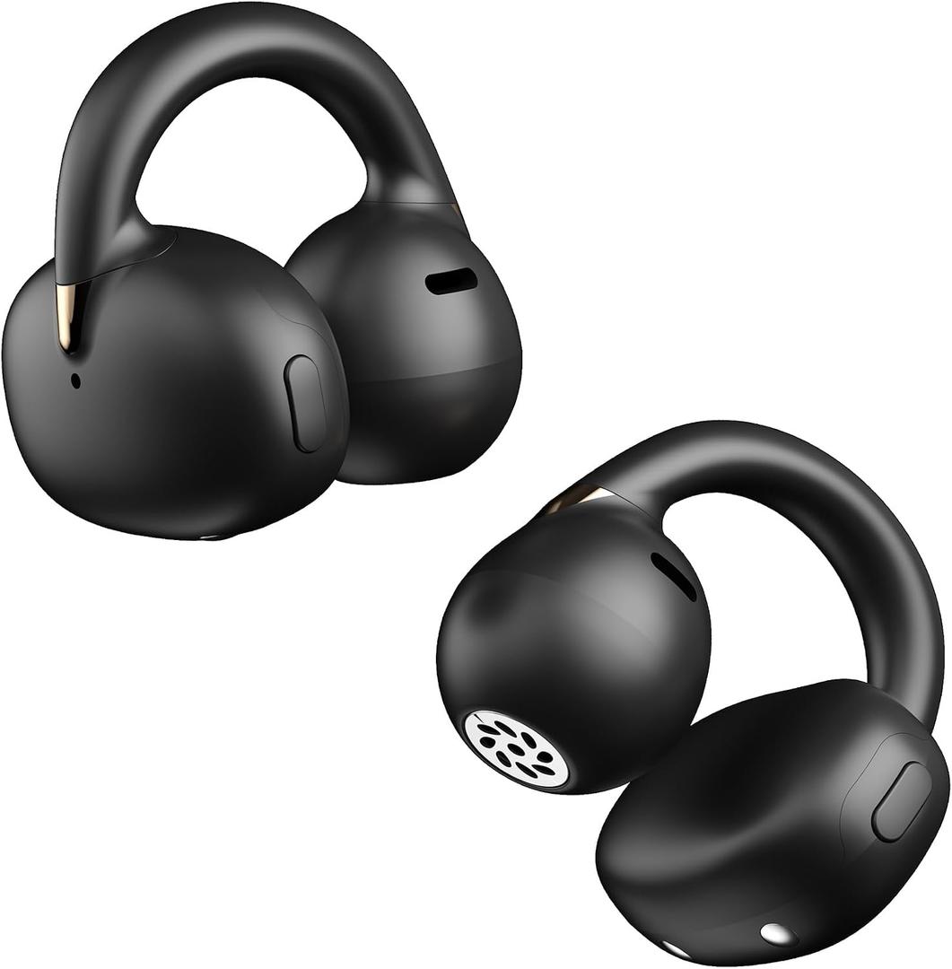 OHAYO A7 Open Ear Clip-On Headphones for Glasses Wearers - Safe for Running & Streets, 4.7g Weightless Fit, 40H Battery, Bluetooth 5.4, Black
