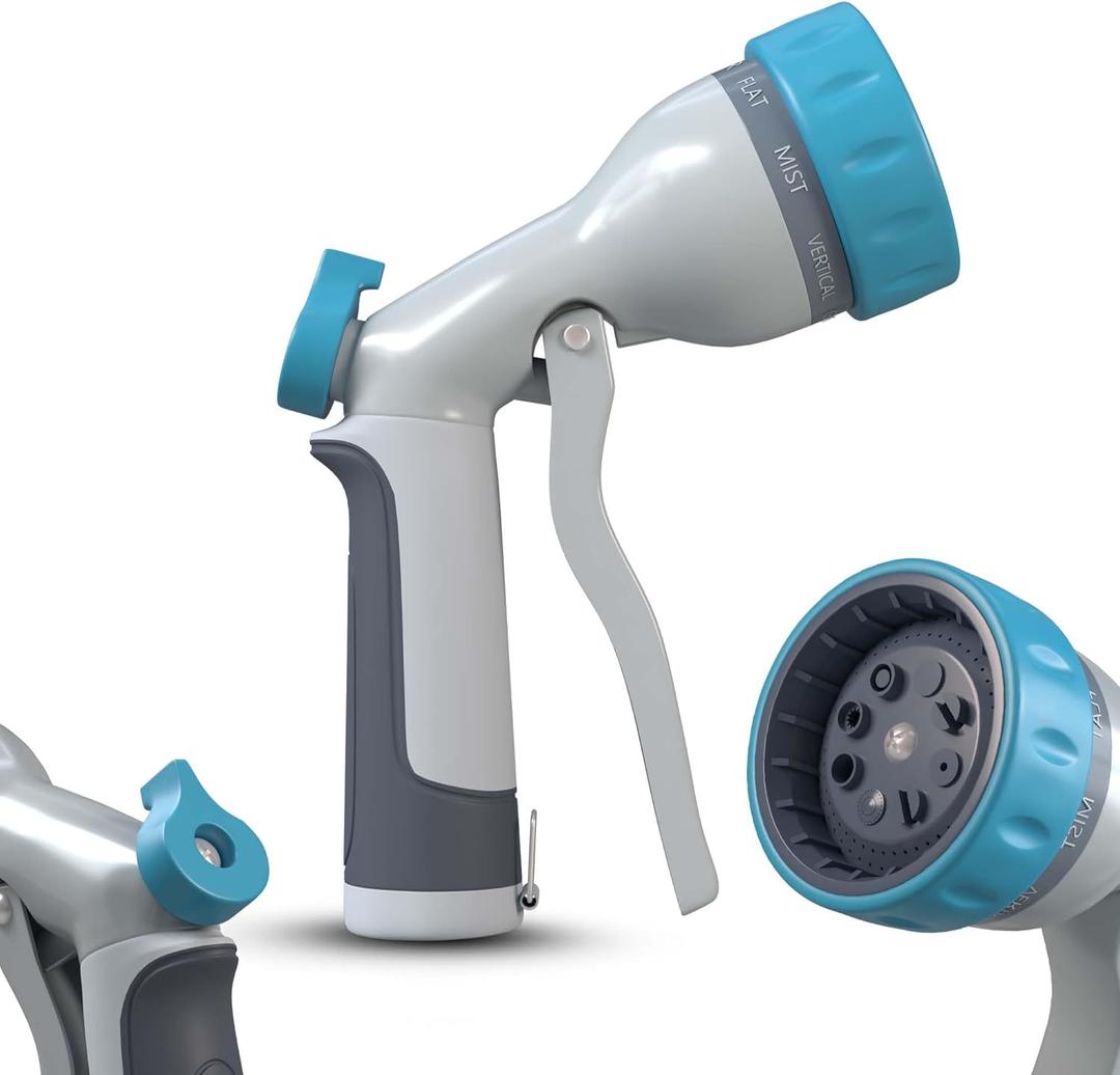 Heavy Duty Garden Hose Nozzle with Soft Non-Slip Grip & ABS Body | High Pressure Water Hose Sprayer Nozzle with 8 Modes for Watering Garden, Lawn, Cars, Pets & Outdoor Tasks