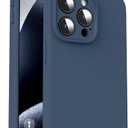 Supdeal Liquid Silicone Case for iPhone 15 Pro Max - [Camera All-Round Protection] [Soft Microfiber Lining Anti-Scratch] 4 Layer Full Covered Shockproof Gel Rubber Phone Case Cover, 6.7", Dark Blue