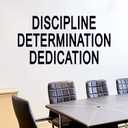5 x Inspirational Quotes Wall Stickers for Office: Motivational Gym School Classroom Garage Bedroom Vinyl Art Wall Decals - Discipline Determination Dedication 21" X 11" (Small)