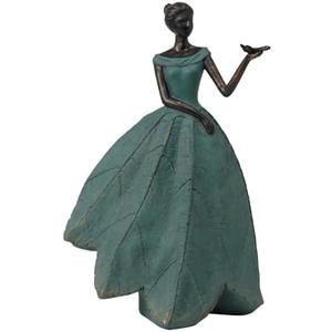 Guichifun Fairy Statue Collection Home Decoration - Leaf Angel Girls with Dragonfly Resin Home Decor for Outside or Inside Rustic Garden Outdoor Yard Decorations Figurines Gift 7.4 x 5.25 x 12 Inch