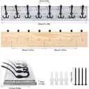 Coat Rack Wall Mount, Wooden Heavy Duty Coat Rack for Wall,8 Triple Coat Hanger Hooks for Hanging Coats,Jacket,Hat,Clothes (Grey White, 8 Hooks)