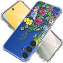 for Samsung Galaxy S26 Case Flowers and Marble [Buffertech 6.285ft Military-Grade Drop Protection] [Anti Peel Off Tech] Clear TPU Bumper 5G Phone Cover Design (Blooming Flowers)