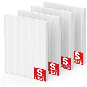 C545 Replacement Filter H13 Grade True HEPA Compatible with Winix C545 Air Purifier, for Winix Filter S, Part 1712-0096-00 and 2522-0058-00, Pack of 4 HEPA Filter