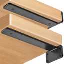 12 Pack - 6 inch Black Hidden L Shelf Bracket (1/5 Inch Thicked) Iron Floating Shelf Brackets Rustic Industrial Metal Brackets for Shelf Support