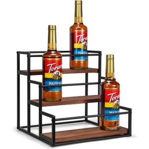 THYGIFTREE Coffee Syrup Rack Organizer 3-Tier 12 Syrup Bottles Holder Stand for Coffee Bar Station Storage Shelves for Syrup, Wine, Dressing for Kitchen