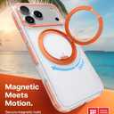 TORRAS 360 Magnetic Stand for iPhone 17 Pro Max Case, [Fit for MagSafe] [4X Military-Grade Protection] Slim Case for iPhone 17 Pro Max 6.9" 2025, Clear-Orange, Ostand O3 Fitness Series