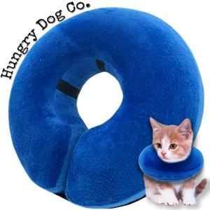 Hungry Dog Co.- Premium Inflatable Dog Collar for Dogs and Cats - Helps in Pet Recovery - Comfortable and Safe for Your Pet Soft E-Collar Blue,  (Large Up to 5 Neck)