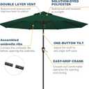 10FT Patio Umbrella, Outdoor Umbrella with Push Button Tilt and Crank, 8 Sturdy Ribs, UV Protection & Waterproof Market Umbrella for Pool, Backyard, Beach,Deck (Dark Green)