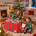 Christmas Figurine Storage Box & Nutcracker Storage Containers with Visible Lid for 15-inch Collectibles, Large Holiday Ornament Decor Organizer Keeps 8 Figurines, Xmas Decoration Storage Box, Red
