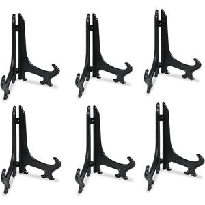 Artliving 8 Inch Black 6pcs/Set Plastic Easels Plate Display Stands Picture Frame Stand Holder