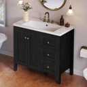 DWVO 36 Inch Bathroom Vanity with Sink Combo, Modern Bathroom Storage Cabinet with Resin Basin, Three Holes, 2 Doors & 3 Drawers, Black