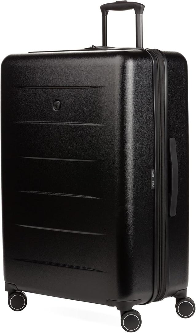 SwissGear 8020 Eclipse Hardside Expandable Luggage with Spinner Wheels, Black, Checked-Large 27-Inch