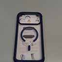 For iPhone 17 Pro Max Case Metal TPU Frame PC Back Clear Phone Cover Compatible with MagSafe - Navy Blue 