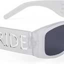 BOXOB Bride Sunglasses for Women, White Square Frame Bridal Sunglasses Bachelorette Party Accessories Bridal Shower Decor Bridesmaid Gifts Bride to Be Favors Bach Party Supplies