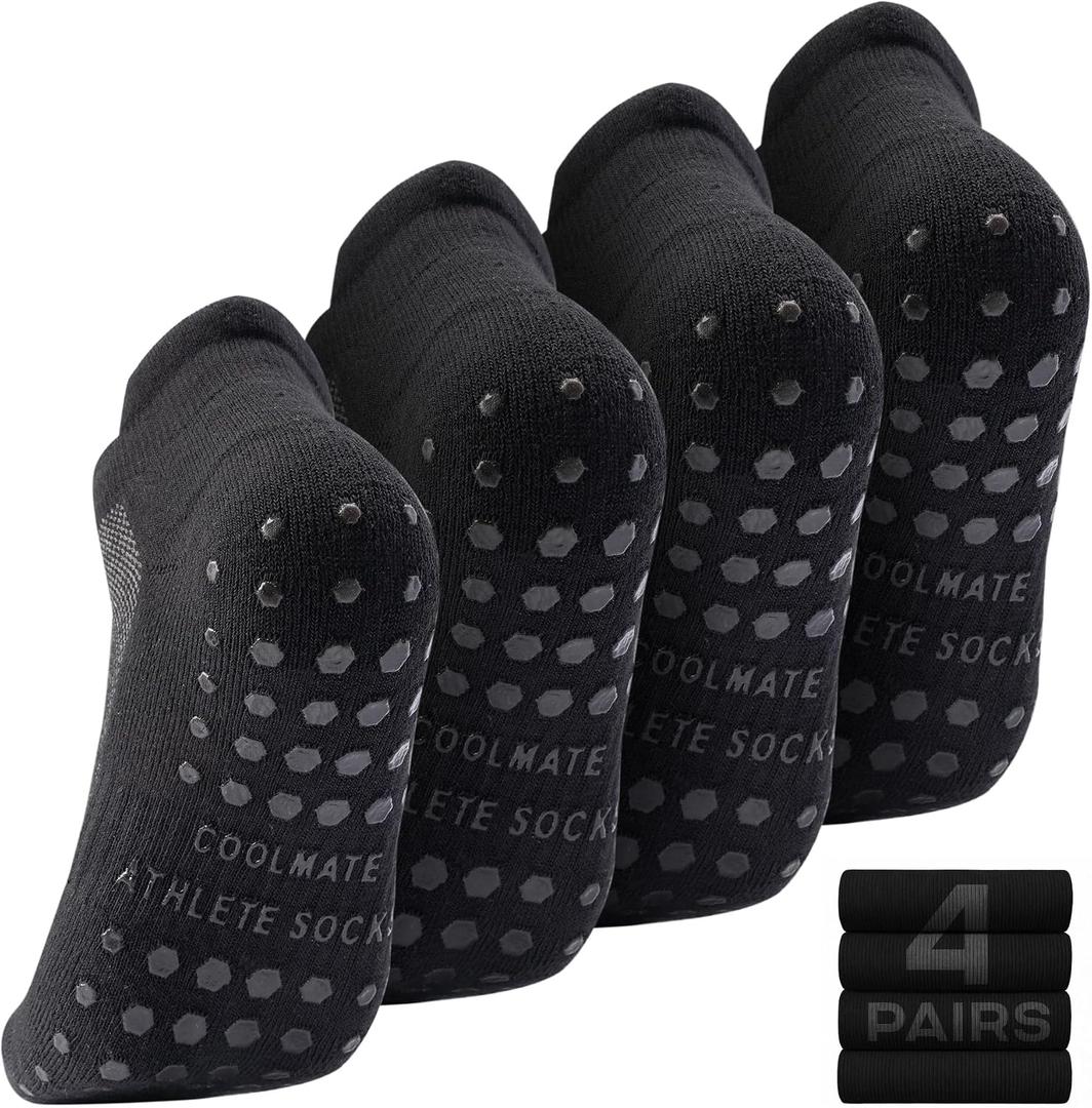 COOLMATE Mens Grip Socks Men Non Slip Non Slip Pilates Yoga Socks for Men with Grips, Gifts for Men, Small 