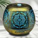 500ml Metal Essential Oil Diffuser, Antique Gold Aromatherapy Diffuser, Moroccan Hollow Out Design, 7 Color LED, Timer, Auto Shut-Off, Vintage Iron Cool Mist Humidifier for Large Room, Home Decor Gift