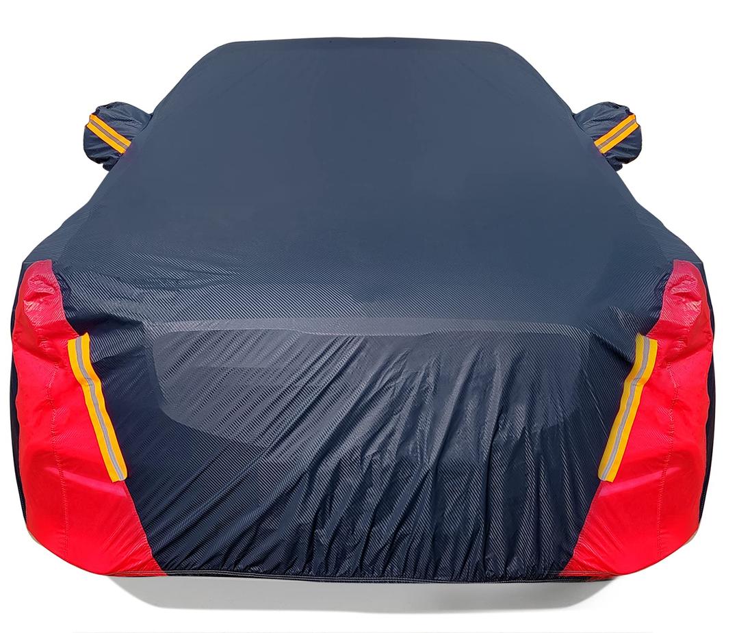 Car Cover Waterproof All Weather for Automobiles, 6 Layers Outdoor Full Exterior Cover Rain Sun UV Snowproof Protection with Zipper Cotton, Mirror Pocket for Sedan (196-210 inch)