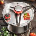 18/8 Stainless Steel Pressure Cooker 10 QT, [Save 70% Cooking Time] Olla De Presion with Food-Grade Body [One Hand Operation] Rotating Lock/Unlocking Lid System, Steam Rack Included