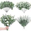 60 Pcs 5 Kinds Artificial Eucalyptus Stems and Faux Flowers, Mixed Fake Greenery Stems Leaves Bulk, Silver Dollar Eucalyptus Greenery Stems for Wedding Decor Vase Floral Arrangement Centerpiece