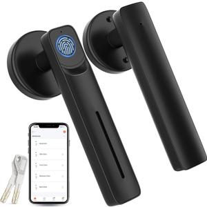 Fingerprint Door Lock with Smart APP,Fingerprint Door Knob,Biometric Door Knob Keyless Entry Door Lock with Tuya for Home/Bedroom/Office/Apartment/Airbnb Black