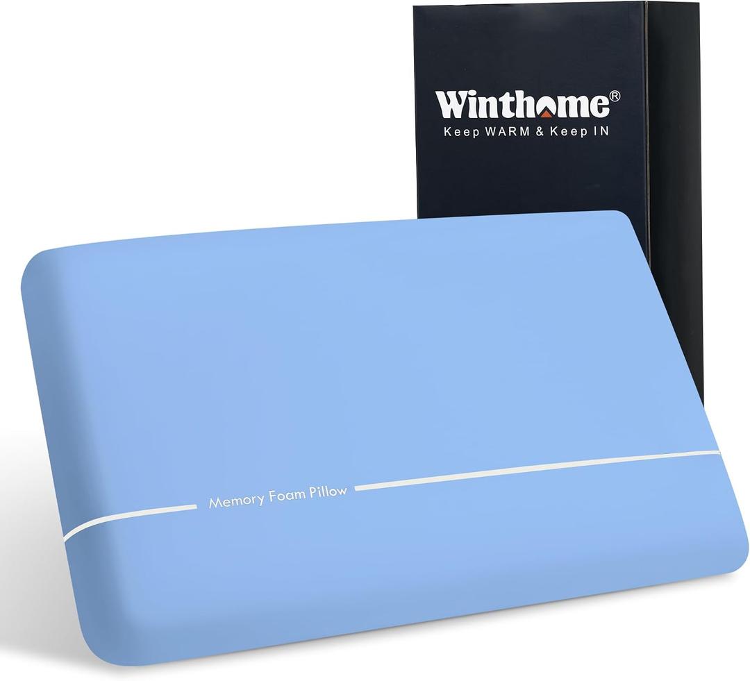 Winthome Memory Foam Pillow, Two-Sided Soft and Firm Neck Pillow for Sleeping, Suitable for Side, Back and Stomach Sleepers with Washable Cover