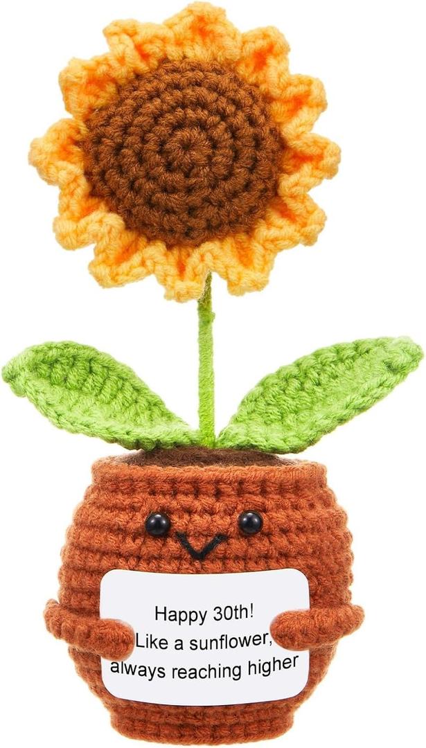 SmoothNovelty Happy 30th Birthday Gift for Women, Crochet Sunflower Gift for 30 Year Old Birthday Born in 1996, for Mom, Dad, Grandmothers, Aunts, Friends, Present Ideas