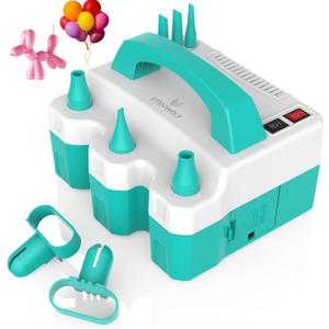 ETENWOLF P600 Electric Balloon Pump for All Balloons with 3 Nozzles 110V 600W Balloon Blower for Party Metalic Latex 260q Foil Balloons, Balloon Inflator for Birthday Decorations (Dark Cyan)
