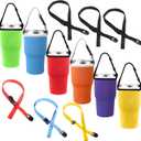 6 Pieces 30oz Tumbler Carrier Holder Pouch with Shoulder Strap Reusable Cup Holder Pouch Neoprene Insulator Cup Sleeve Cover Drinks Sleeve (Bright Colors)