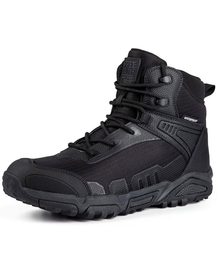 FREE SOLDIER Men's Waterproof Tactical Work Boots Lightweight Comfortable Combat Hiking Boots US 12W